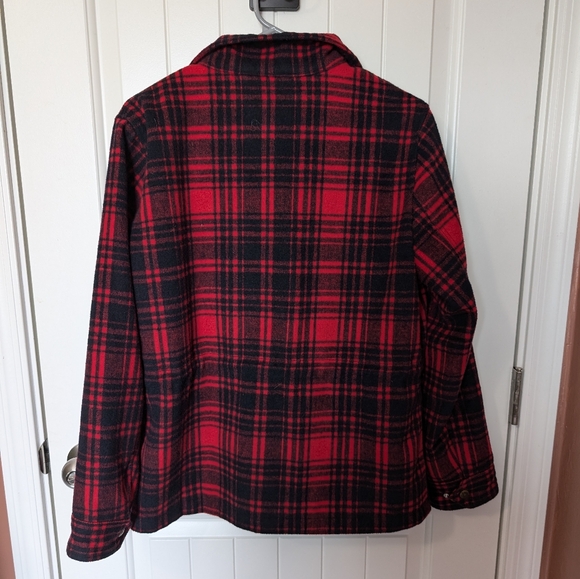 Levis Strauss Wool Plaid Buffalo Coat Snap Button Red Medium - Picture 2 of 4